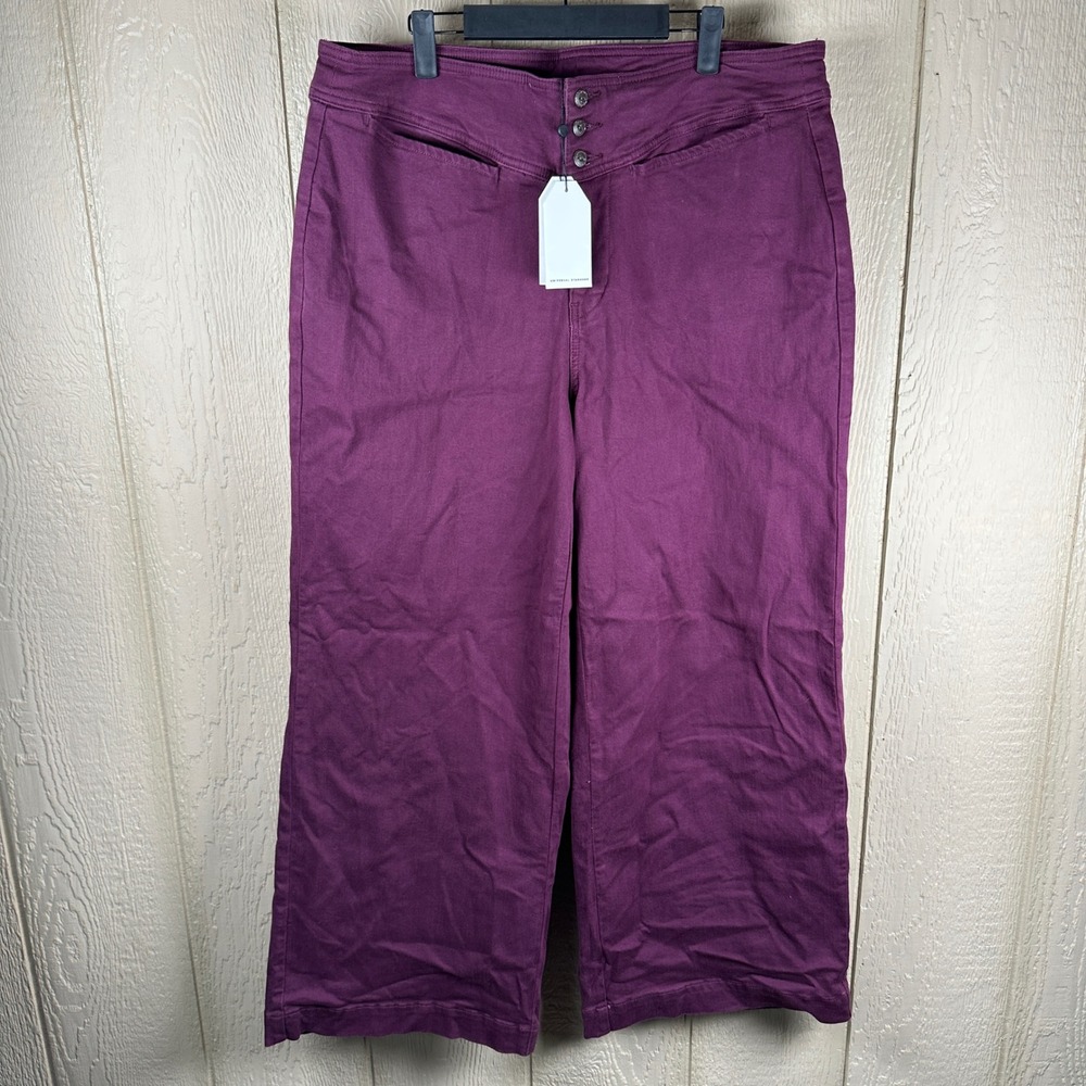 NEW Universal Standard Wide Leg Crop Pants Womens Size 16 Plum Purple High Rise
